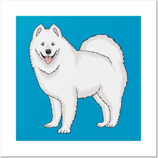 Samoyed dog cartoon illustration Posters and Art